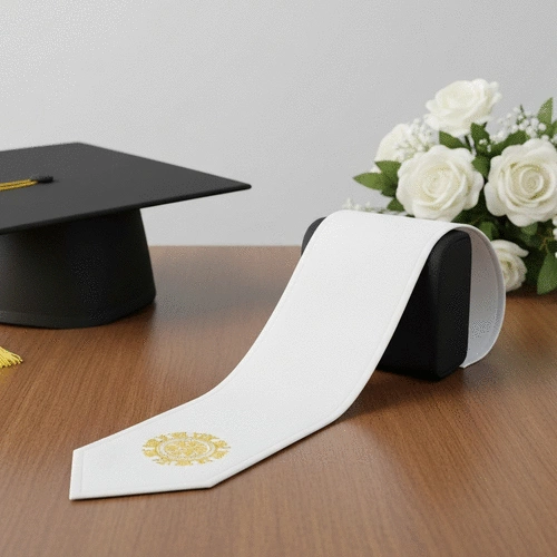 White graduation stole