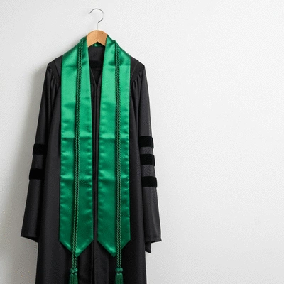 Nursing graduation stole draped over academic regalia